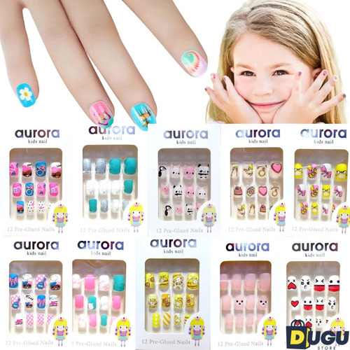 Pack 144 Uñas Postizas Autoadhesivas Niñas Diferentes Diseño