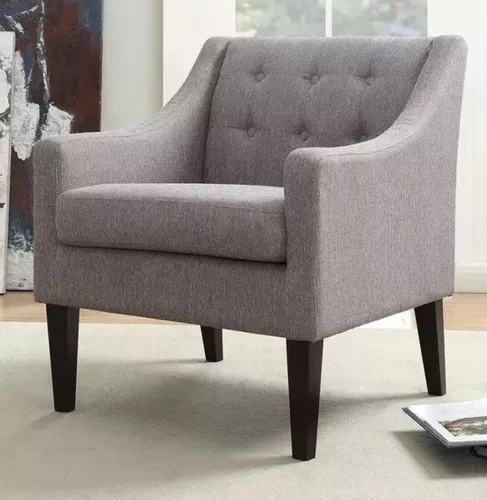 ▷ Sillón Individual Linsor Gris Capitoné Pino 71.5x72.5x79 Cm