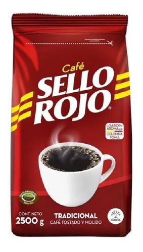 Café Sello Rojo Tradicional, Tostado Y Molido, 2.500gr