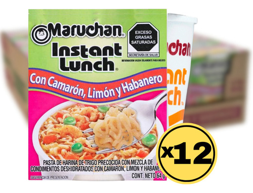 Sopa Maruchan Sabor Camarón, Limón Y Habanero Pack X12