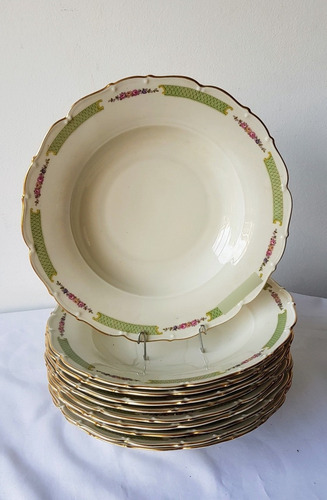 Juego De 4 Platos Hondos Porcelana De Bohemia 1918 A 1945