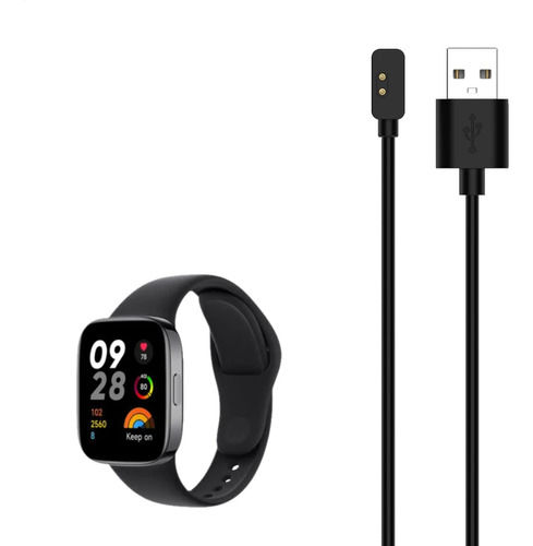 Cable cargador con fuente de carga USB para Xiaomi Redmi Watch 3 - Color: negro
