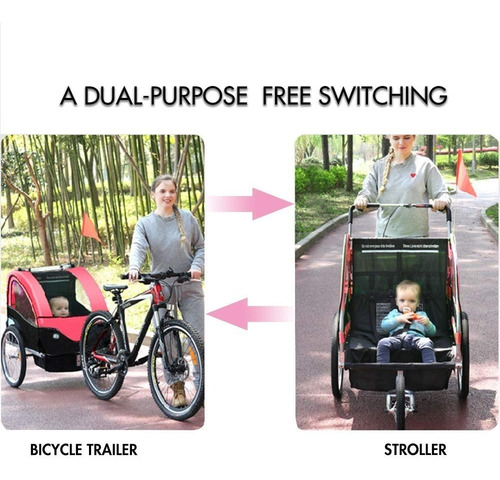 Imagen 3 de 7 de Trailer Coche De Niños Para Bicicleta Plegable Verde