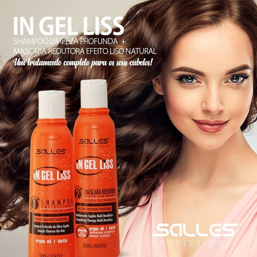 Salles In Gel Liss Shampoo Profissional 1 Litro Anti Resíduo