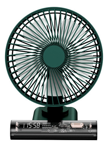 Ventilador De Pie Portátil Con Batería Recargable Y Reloj