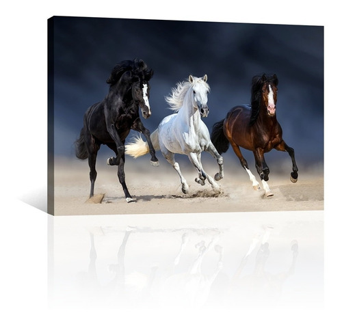 Cuadro Decorativo Animales Canvas Tres Caballos Corriendo