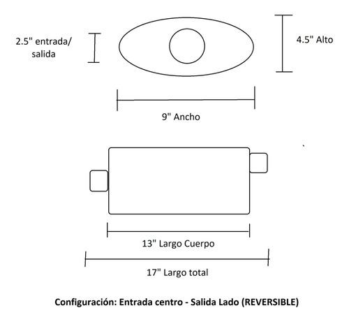 Mofle Deportivo Recamara Sonido Tipo Flowmaster 9x4, 13l-2.5