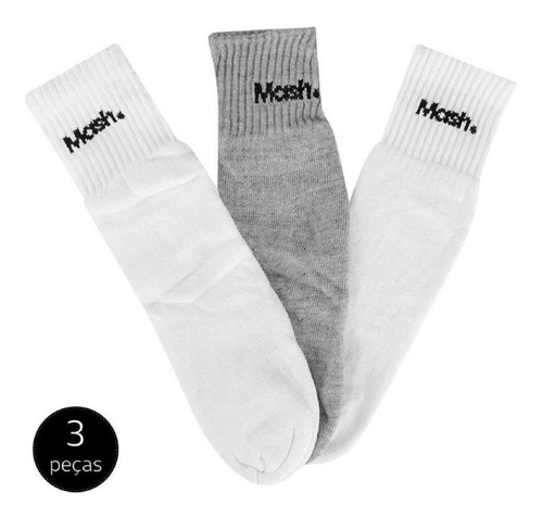 skipper Smile Blot Meias Masculinas Mash 03 Pares Branca Cinza Algodão Sapato | Parcelamento sem juros skipper Smile Blot Meias Masculinas Mash 03 Pares Branca Cinza Algodão Sapato | Parcelamento sem juros