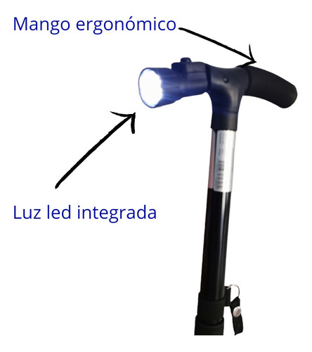 Bastón Plegable Con Luz Led, 4 Puntos De Apoyo Movicare