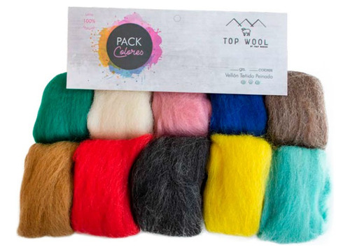 Pack Vellón Teñido 100% Oveja Topwool 100 Grs. (10 Colores)