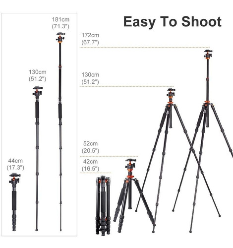 Trípode K&f Concept Para Cámaras Dslr, Con Monopié