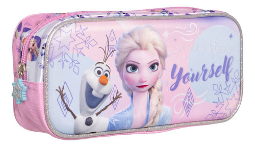 Kit Mochila Frozen Lonchera Lap Original Ruz Con Luz Kinder Rosa Rosa
