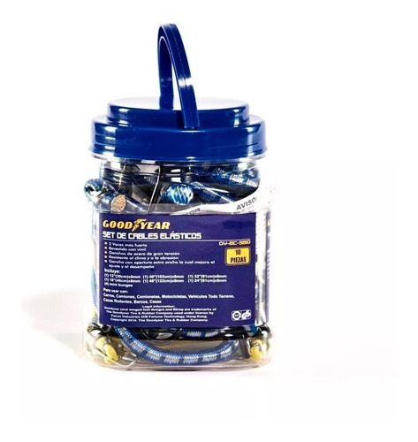 Imagen 3 de 7 de Kit De 10 Tensores Elasticos Con Ganchos Gybc3810 Good Year