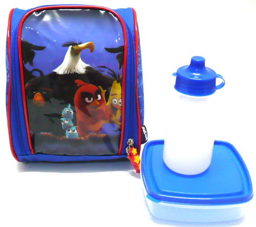 Lancheira Térmica Angry Birds E Amigos Infantil C/ Alça Azul