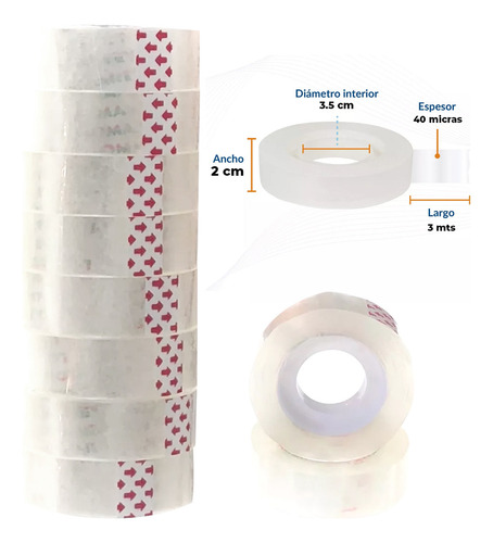 Diurex cinta adhesiva transparente 100 piezas de 25mm x 33m grosor premium.