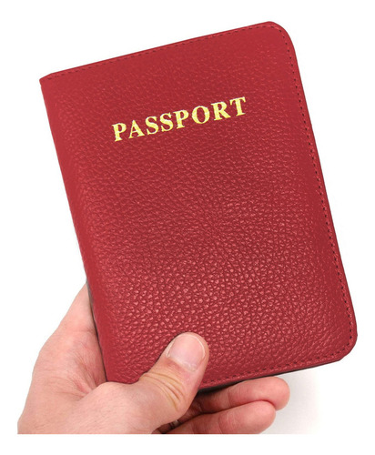 Funda - Estuche Para Pasaporte De Piel Genuina. 2 Colores Color Rojo