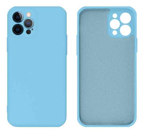 Capa Protege Câmera Silicone Veludo Compatível iPhone 12 Pro Cor Azul Piscina