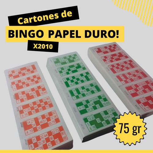 Talonarios Cartones Bingos 75gr X2010 De Loteria