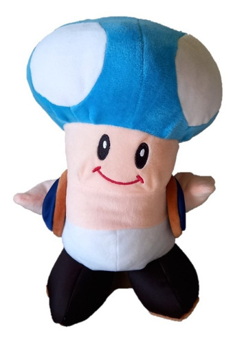 Peluche Toad Hongo Azul Claro Mario Bros 23cm