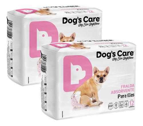 Kit Fralda Higiênica Pet Cães Fêmea Dogs Care Tam Pp 24 Un