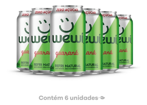 Refrigerante Natural Sabor Guaraná Zero Açúcar Wewi Lata 350ml