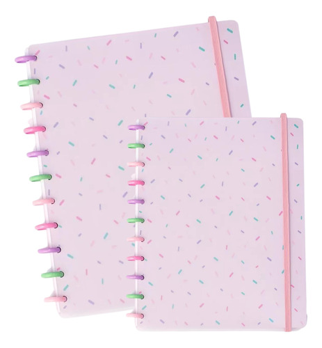 Combo Caderno Disco Inteligente Grande + Medio Rosa Candy