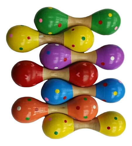 Maraca Doble Madera Instrumento Musical Infantil Estimulació