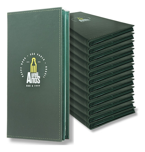 Kit 12 Capas Cardápio 15,5x31,5 Courosintético C/ 03 Divisão