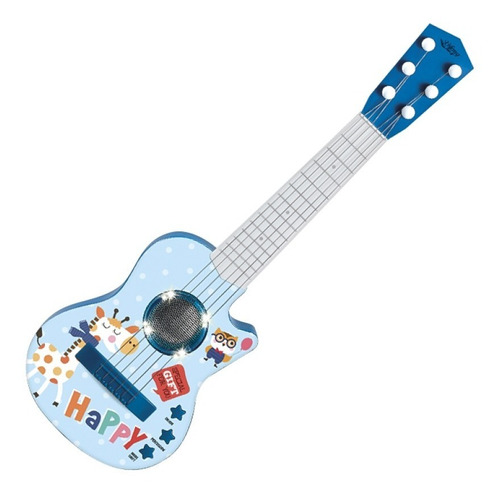 Guitarra Para Niños De Juguete Celeste Con Luces Y Sonido
