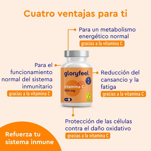 Vitamina C 1000 Mg Ayuda Inmunologico Cansancio 200 Tabletas