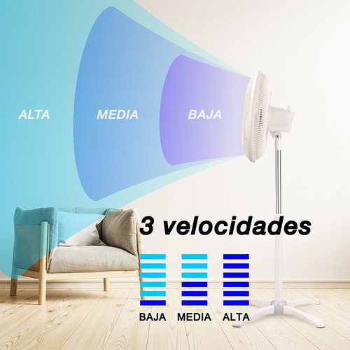 Ventilador De Pedestal | Mytek De 16 Pulgadas Modelo 3197 Color de la estructura Blanco Color de las aspas Blanco