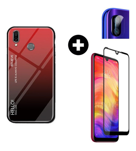 Estuche Protector Glass Xiaomi Redmi + Vidrio T+ V.c