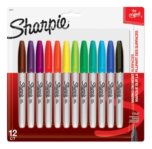 Sharpie Punta Fina Marcador Permanente  12 Und Multicolor