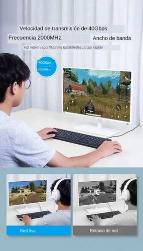 Imagen 5 de 5 de Cat8 Cable 2 Metros Stp Oro 24k Rj45 40gb Lan Internet Gamer