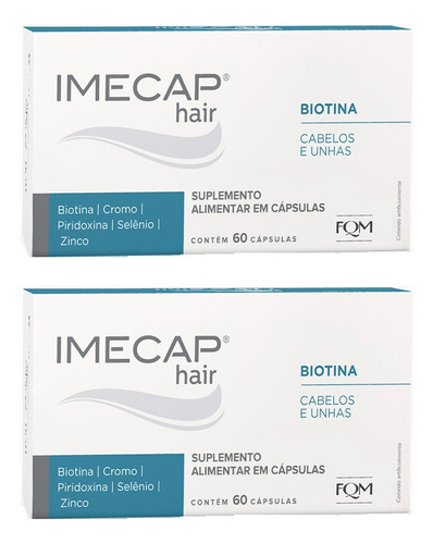 Kit Imecap Hair Cabelos E Unhas C/2 Un De 60 Cápsulas Cada