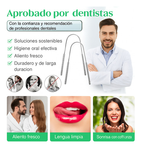 Raspador De Lengua De Acero Higiene Bucal Y Aliento Fresco Naranja