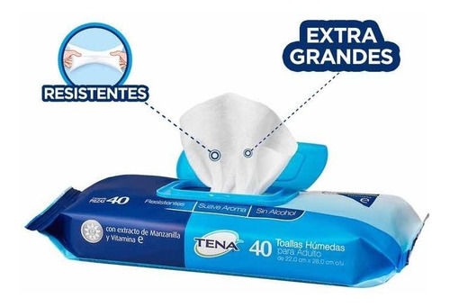 Imagen 2 de 4 de Tena Toallas Húmedas 40 Piezas