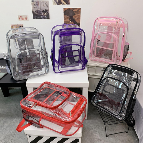 Mochila Transparente Correa Reforzada De Pvc Resistente Al