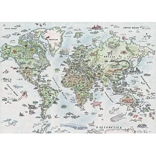 Puzzle Mapa Del Mundo 1000 Piezas – Rompecabezas Ilustrado Para Adultos De 38x26 Cm Con Póster
