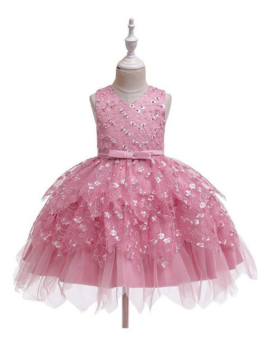 Vestido De Princesa Rosa Para Niña Nueva, Elegante Vestido D