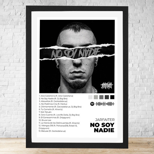 Cuadro No Soy Nadie 30x40 Con Vidrio Y Marco Madera C993 Negro Moderno