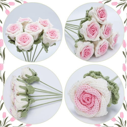 Ramo De Flores De Ganchillo Hecho A Mano 10 Unids Rosas Arti