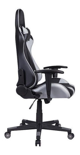 Cadeira de escritório Pelegrin 3012 gamer ergonômica preta e cinza con estofado do couro sintético