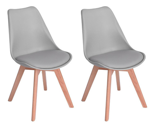 Set De 2 Sillas Eames Acolchonadas Color Gris