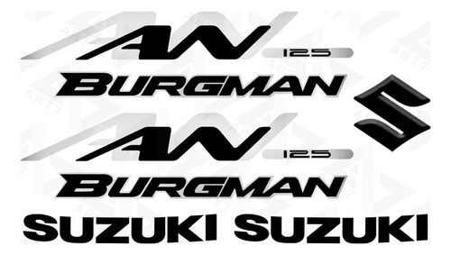 Kit Adesivo Suzuki Burgman An 125 Preto Emblema Resinado 3d