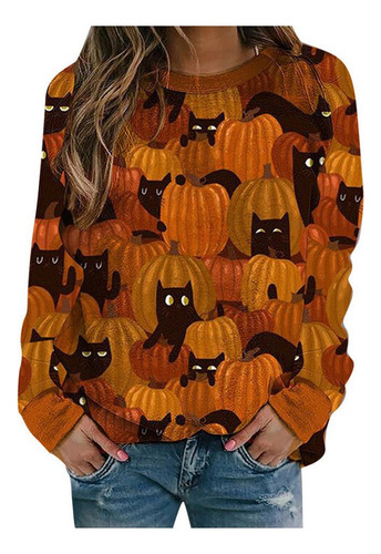 Nuevo Sudadera Con Estampado De Calabaza De Halloween