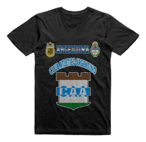 Remera Algodon Negra Argentino De Lincoln