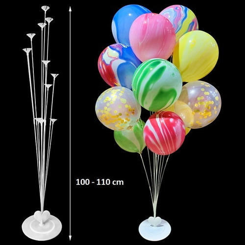 Imagen 3 de 6 de Columna Para 11 Globos Base Soporte Portaglobo Varillas