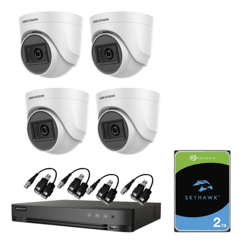 Kit Seguridad Hikvision Dvr 8ch + 4 Camaras 1080p + Disco2tb
