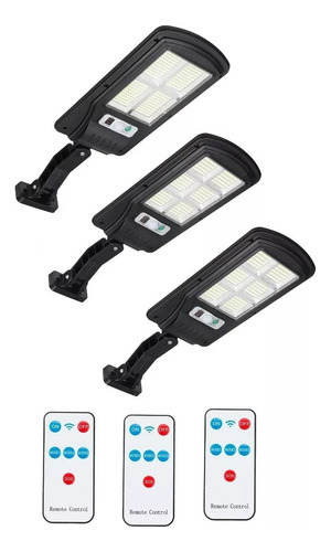 Pack 3 Foco Exterior Iluminación Solar Sensor Led C/control